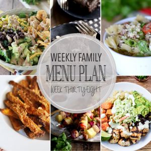 Weekly Family Meal Plan - Includes four weeknight meals, a side dish, a breakfast, a dessert, and a snack idea!!