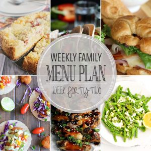 Weekly Family Meal Plan - Includes four weeknight meals, a side dish, a breakfast, a dessert, and a snack idea!!