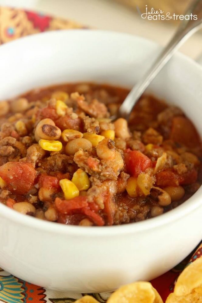 Sausage & Black Eyed Pea Chili - Diary of A Recipe Collector