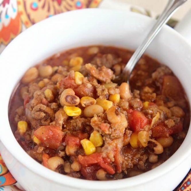 Sausage & Black Eyed Pea Chili - Diary of A Recipe Collector