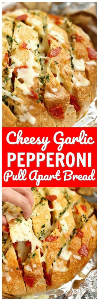 Cheesy Pepperoni Garlic Pull Apart Bread - Diary Of A Recipe Collector