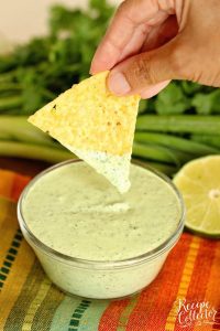 Cilantro Dip - A spicy sauce filled with cilantro, jalapeno and serrano peppers, and lime.  It's great to use as a dip, a dressing, and even a marinade!