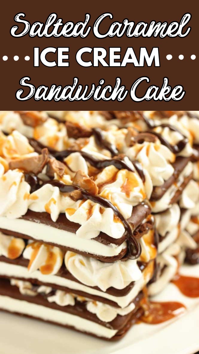 Salted Caramel Ice Cream Sandwich Cake - Diary of A Recipe Collector