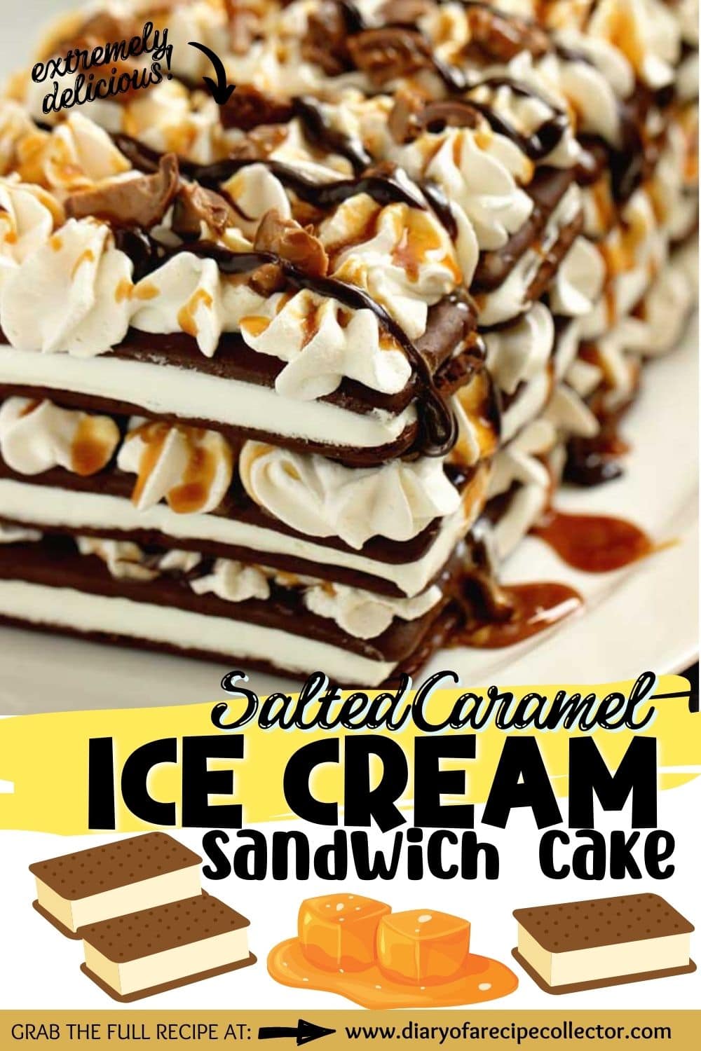 Salted Caramel Ice Cream Sandwich Cake - Diary Of A Recipe Collector