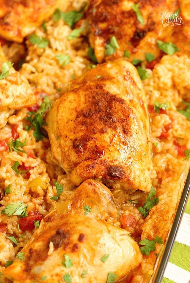 Taco Chicken and Rice is an easy one pan dinner idea with only a few ingredients. It's easy to put together and smells wonderful as it bakes!