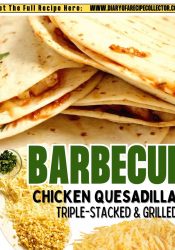 These Barbecue Chicken Quesadillas are triple-stacked with chicken, shredded cheese, grilled corn, thinly sliced onions, cilantro, and barbecue sauce. They make a fun grilling recipe!!