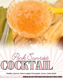 Pink Sunrise Cocktail - A lovely blend of vodka, aperol, Coco Lopez, pineapple juice, and lime zest! It's a perfect summer drink!