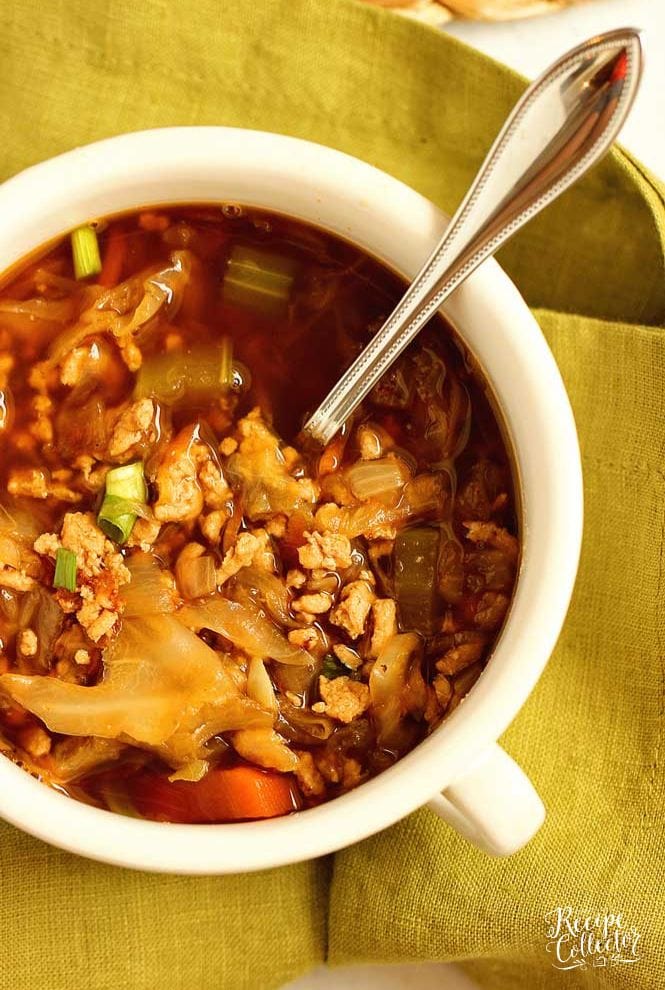 Egg Roll Soup is a delicious low-carb recipe with all the good filling of an egg roll but made healthy with ground chicken. Plus, it is done in about 30 minutes and great for meal-prep!