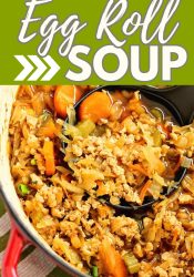 Egg Roll Soup is a delicious low-carb recipe with all the good filling of an egg roll but made healthy with ground chicken. Plus, it is done in about 30 minutes and great for meal-prep!